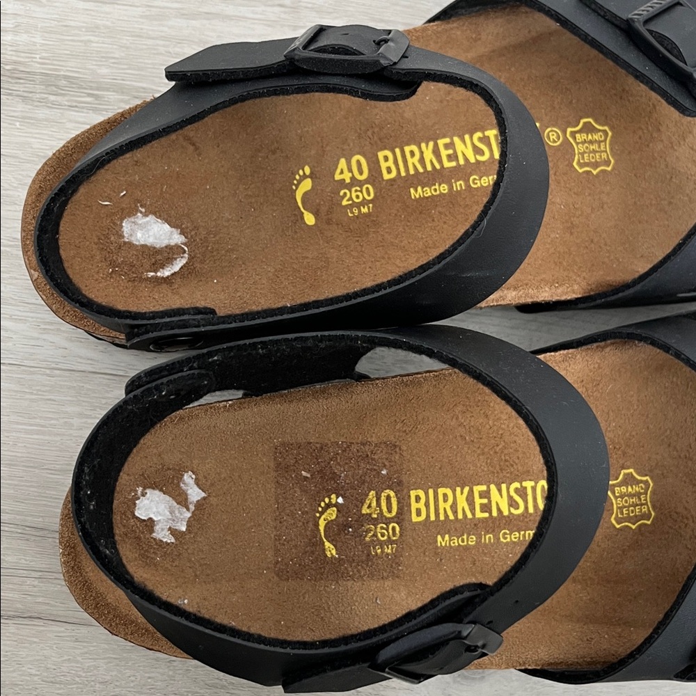Birkenstock Black Leather Rio Birko Flor Sandals Shoes Arch Support NEW Wmns‎ 40 - Picture 6 of 10